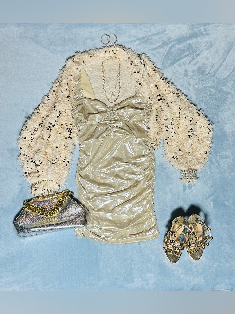 Elegant Cream Beaded Bolero Top